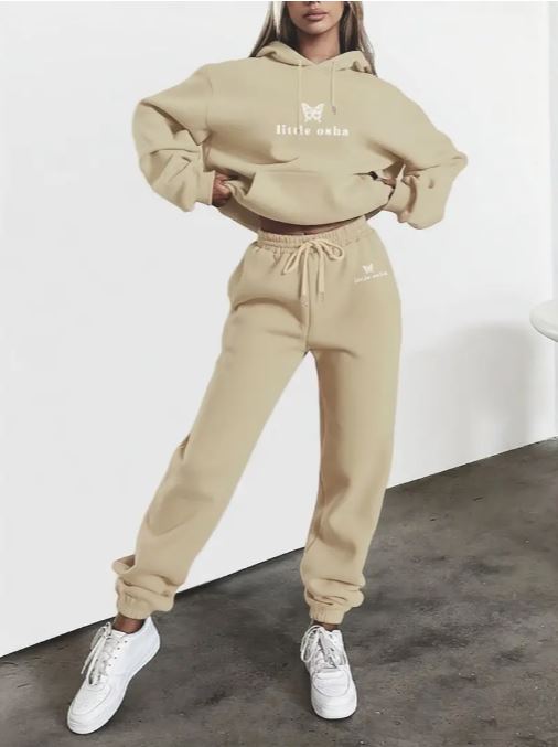 Women's Butterfly Print Hoodie & Jogger Set