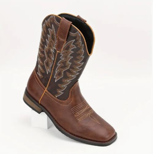 Men’s Vintage Roper Boots – Anti-Skid High-Top Slip-On Outdoor Shoes